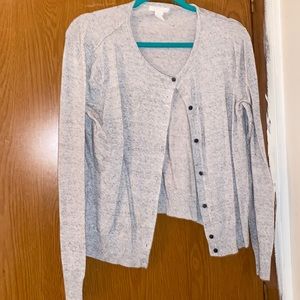 grey button sweater